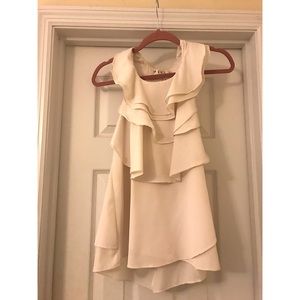 Ivory Ruffled Halter Top//Backless